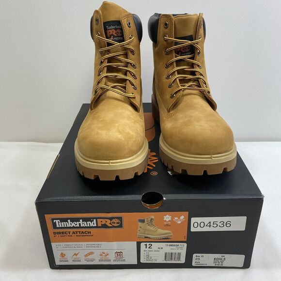 Timberland PRO Boots Men 12 Tan 6" Soft Toe Waterproof Workwear Insulated Shoes - Picture 13 of 15